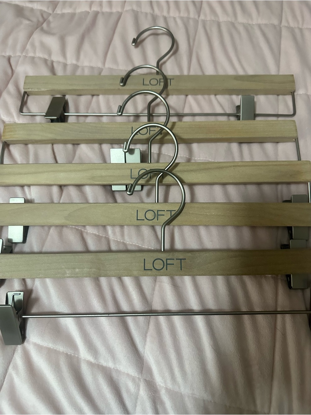 LOFT Natural Wood and Silver Clip Hangers -  5 Piece Set
